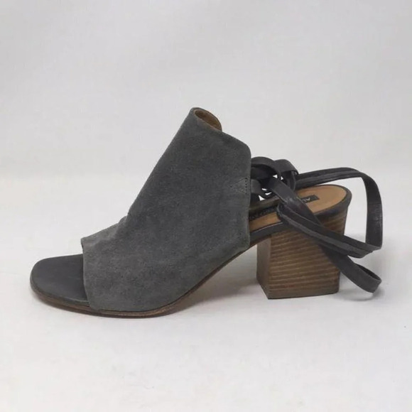 Alberto Fermani Shoes Sandals Heels Mules Lace Up Leg Italy Gray Suede 38 US 8 - Picture 10 of 16